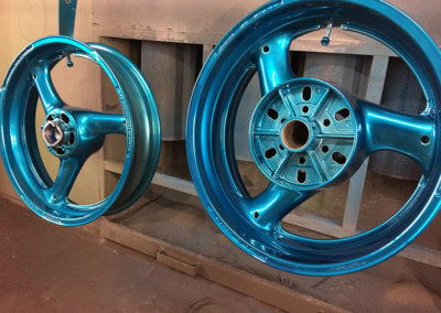 blue painted alloy