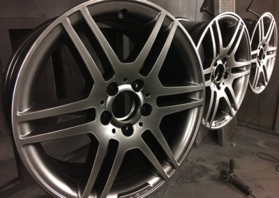 A set of alloy mag wheels painted and coated by Tallaght Powder Coating Ltd.