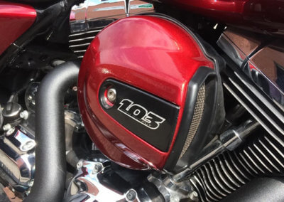 Red and silver motorbike painted and coated by Tallaght Powder Coating Ltd.