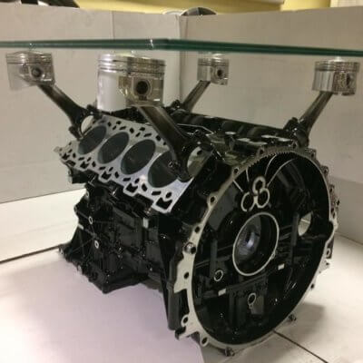 V8 Engine Table Black & Silver | TPC