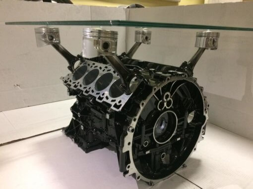 V8 Engine Table Black & Silver | TPC