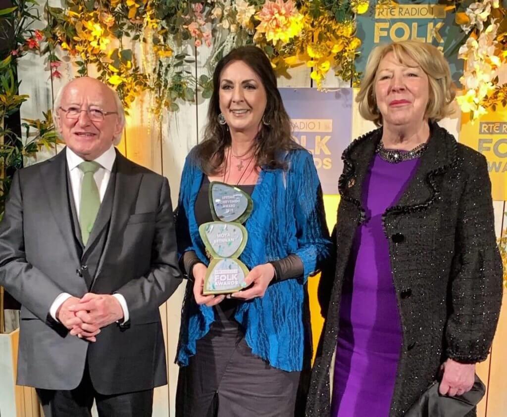 Moya Brennan and the president Michael D Higgins and his wife
